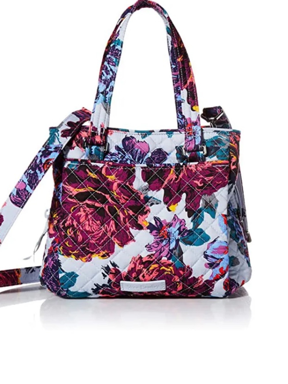 Vera Bradley Signature Cotton Mini Multi-Compartment Crossbody Purse, Neon Bloom